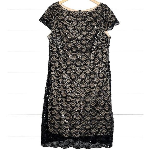 Jessica Howard Formal art deco scalloped sequins black size 6 - Picture 1 of 11